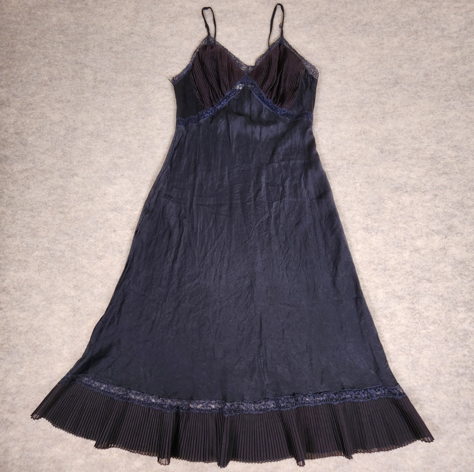 VTG Barbizon Silk Boshe & Lace Rhapsody Full Slip Black Little Miss 15 50s *RARE
