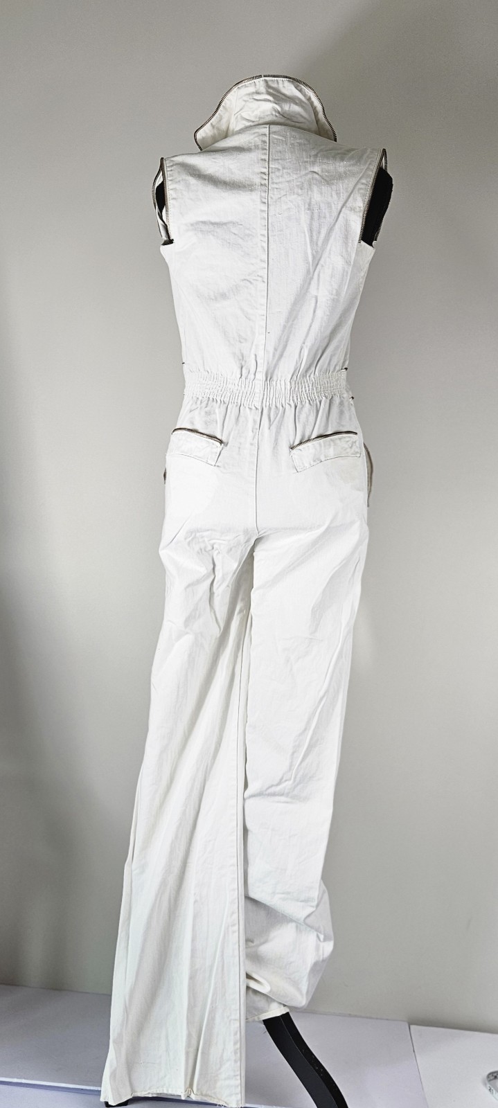 RARE Vintage 1970s Victory 1 Women’s White Denim Jumpsuit Size S/M TALON ZIPPER