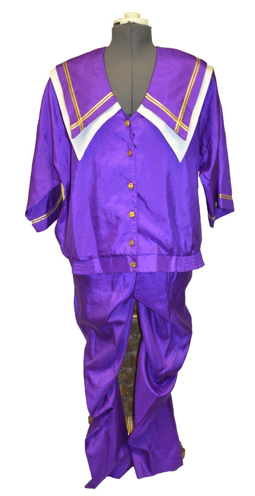 Park Place Fashions Vintage 80s Purple Sailor Look Tracksuit Outfit sz XL