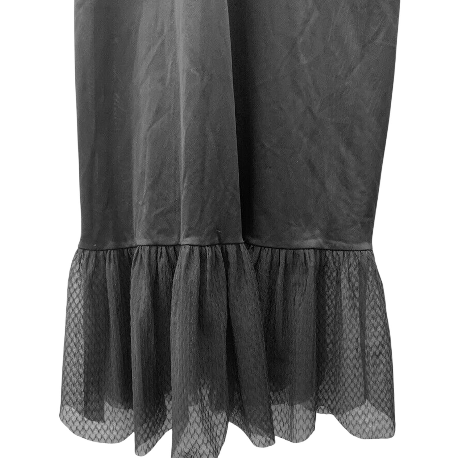 VTG 1950s Black Nylon Full Slip Sheer Pin Up Boudoir Lingerie 34