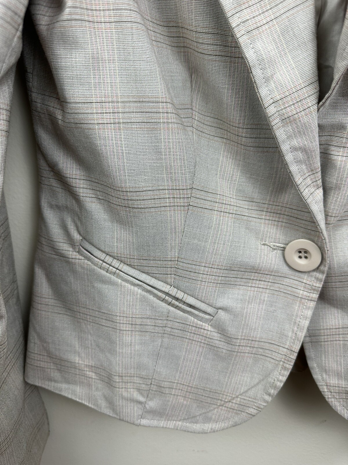 Y2K Vtg Rampage Womens Blazer M Tan Glen Plaid Single Breasted One Button Lined