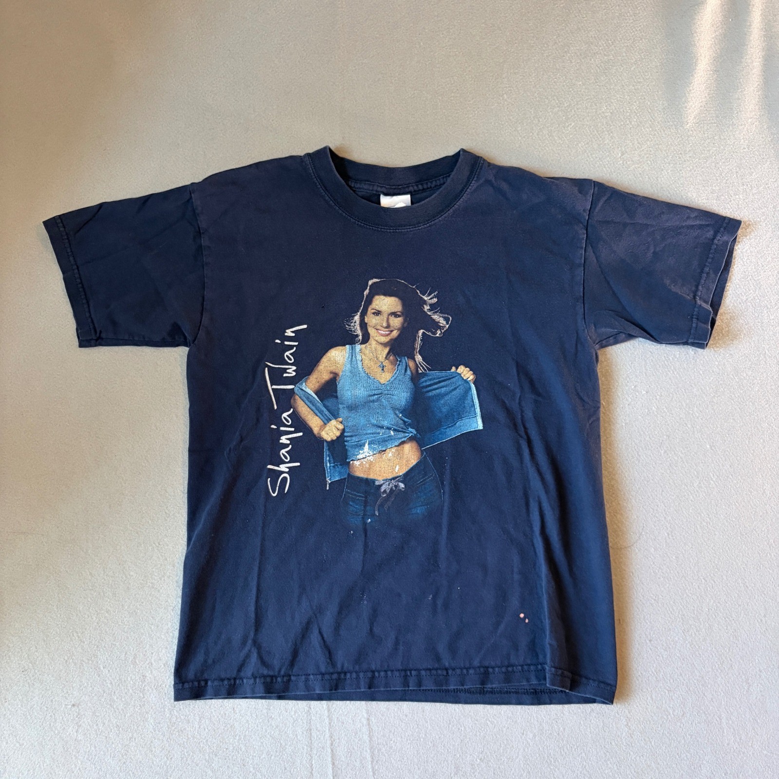 Vintage 2003 Shania Twain Up Tour Graphic T-Shirt Navy Blue Small