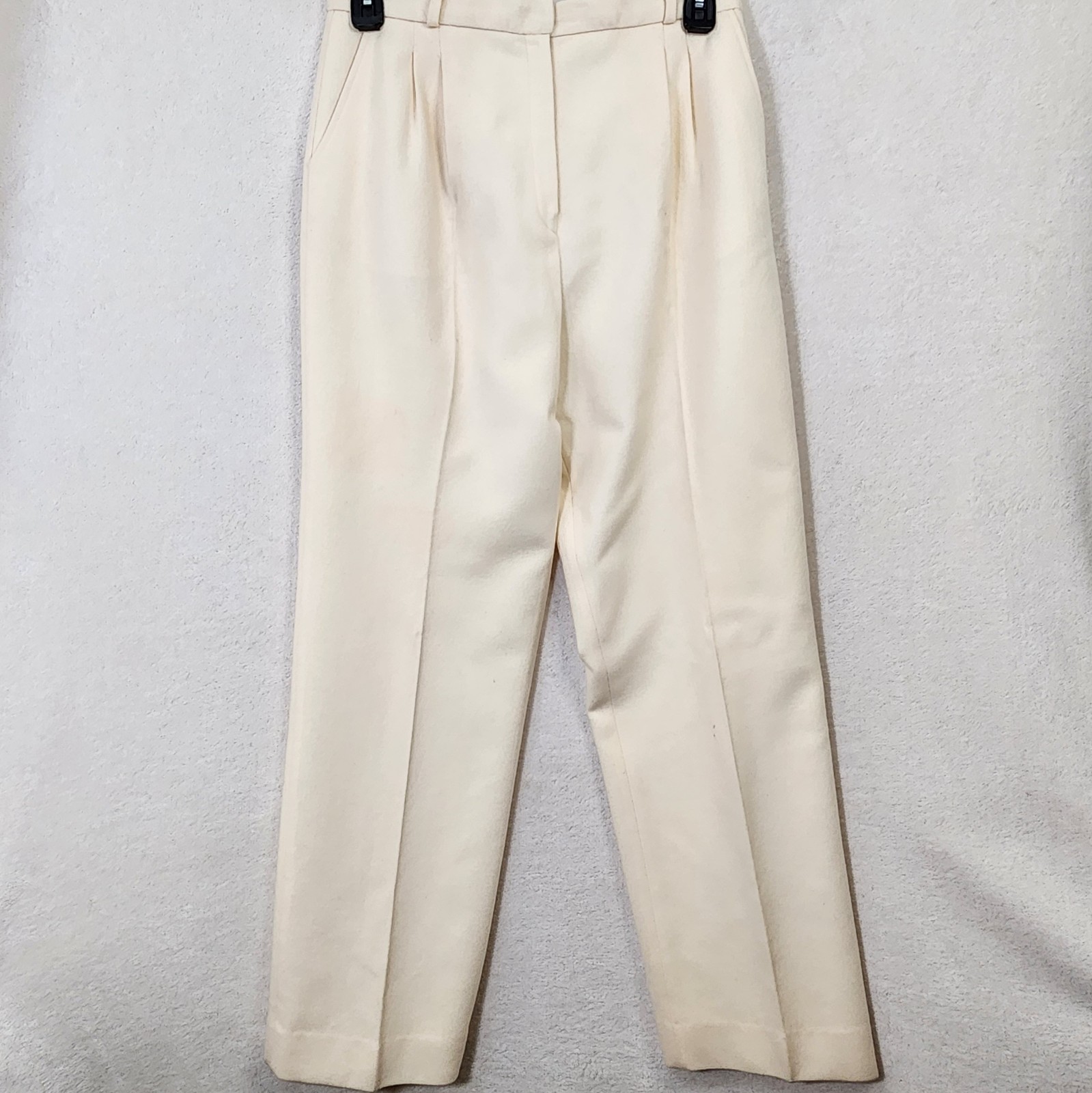 Classic Preppy Richard Evans 100% Pure Wool White Pleated Pants 16 Coastal Vtg