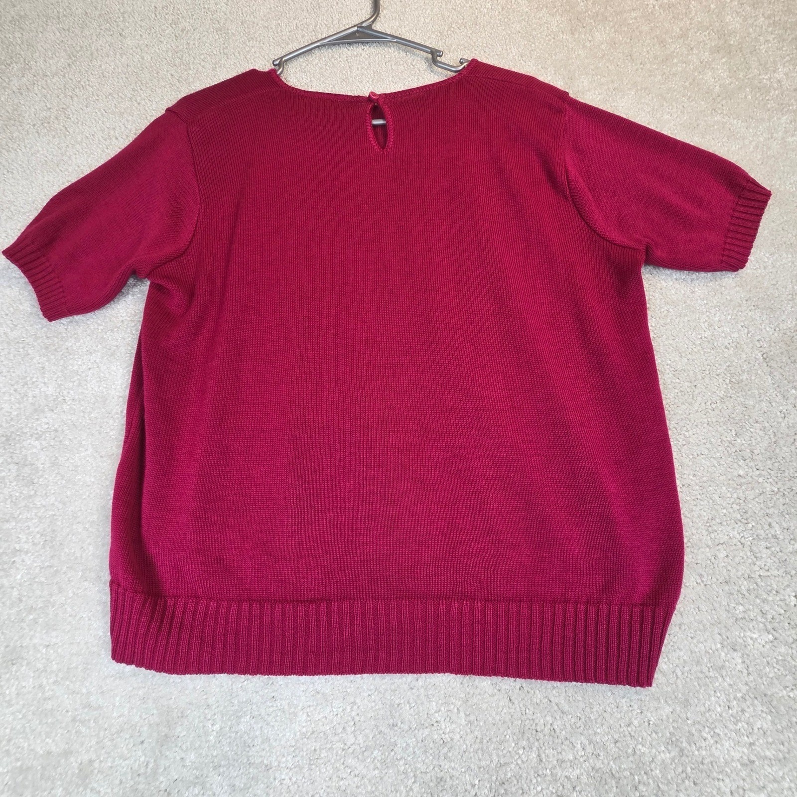 Vtg Kenneth Too Pink Knit Sweater Womens Leopard Short Sleeve Retro 80s USA