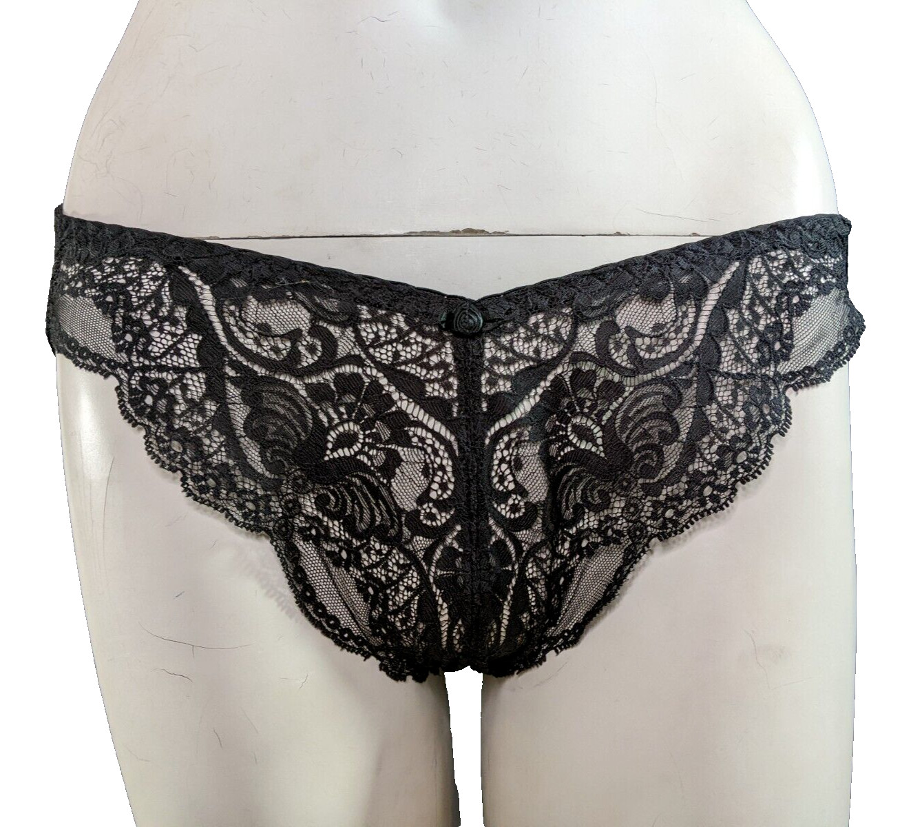 Panties Oscar de la Renta Vintage Underwear Lace Black Sheer Sexy Lingerie L