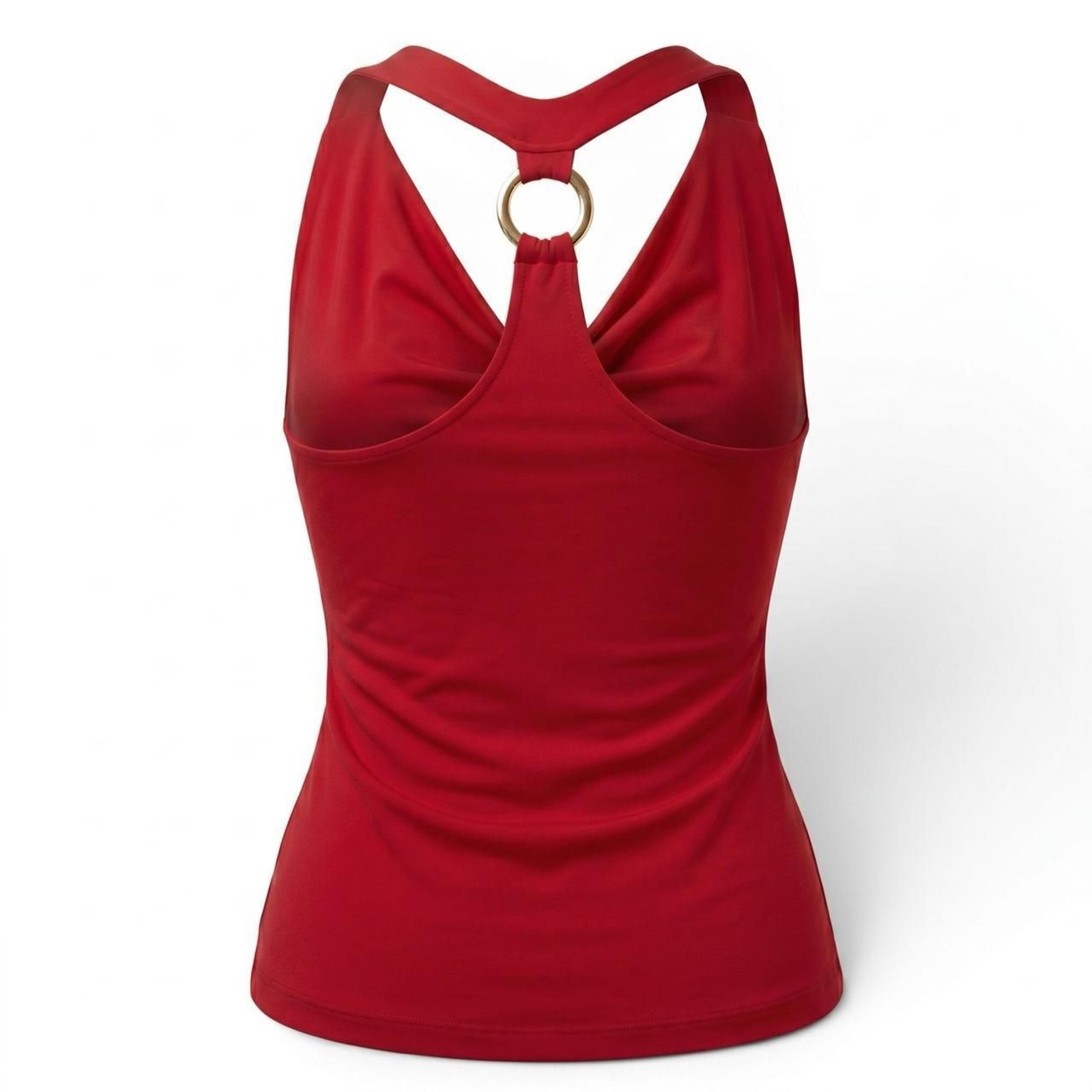 Vintage Y2k Red Cowl Neck 3-Ring Racerback Tank Top Size S/M