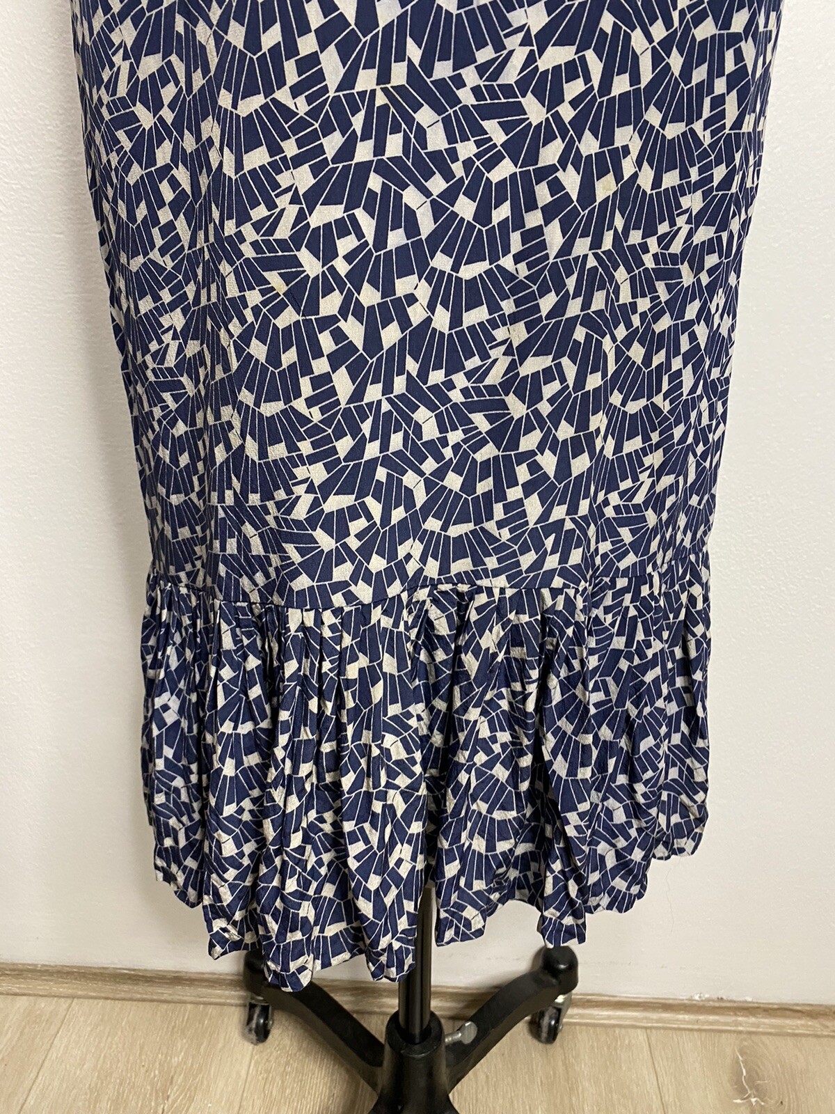 Vintage Georges Rech 100% SILK Sz XXS 70s Retro Paris France Navy Strappy Dress