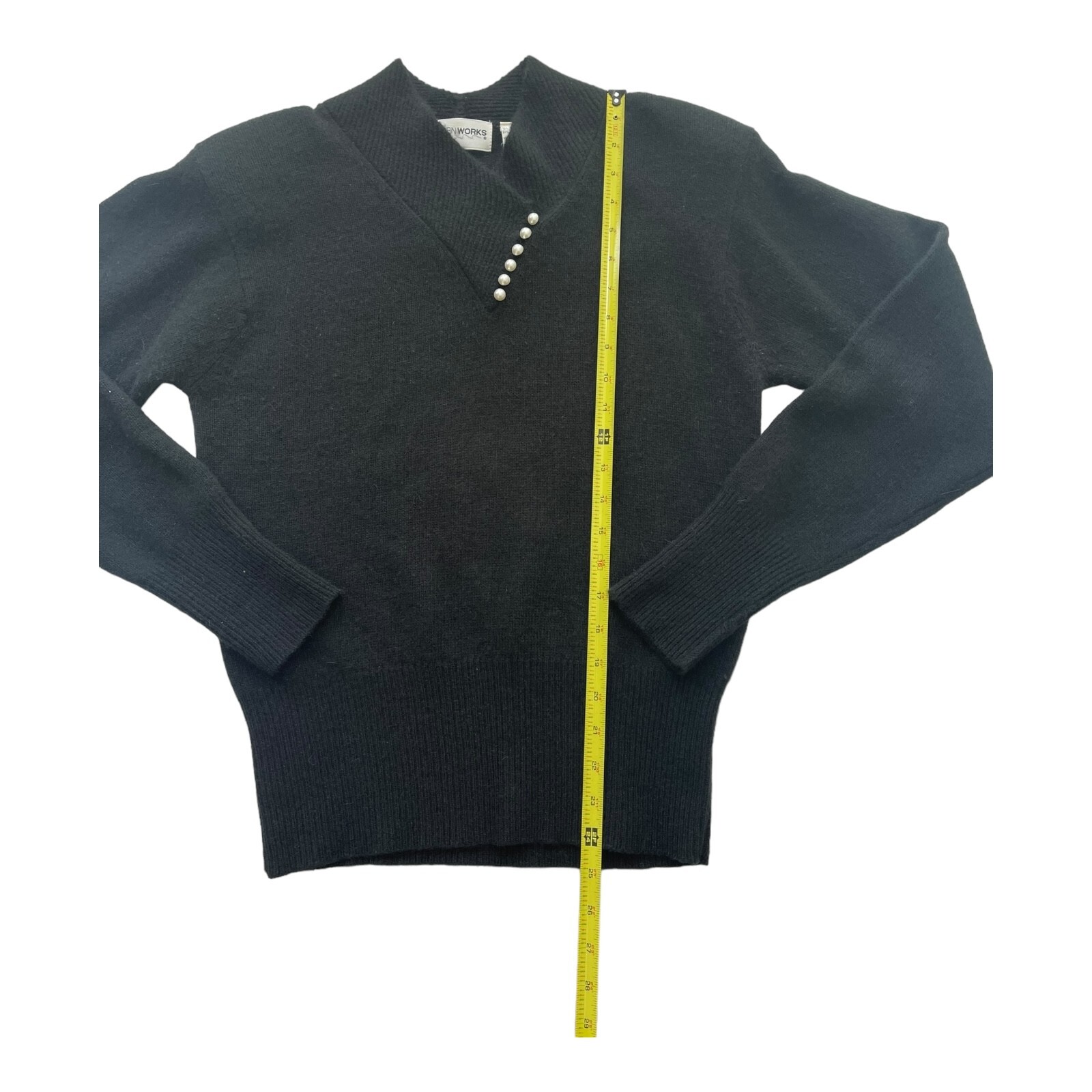 YarnWorks Vintage Sweater Size M Black Chico Lamb/Angora Bohemian Soft Classic