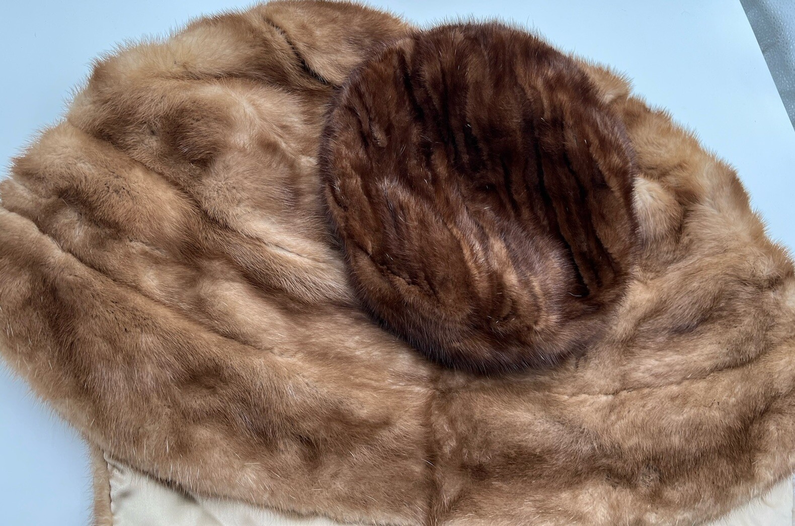 VTG Mink Fur Stole& Hat Shawl Collar Shoulder Wrap Brown O/S 60s 50s