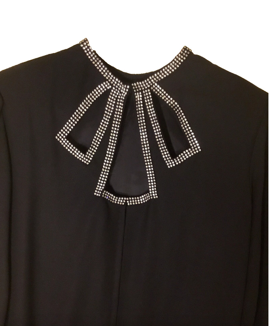 Vintage travilla Couture dress black size 6 sparkling rhinestone crystal 6 Q5