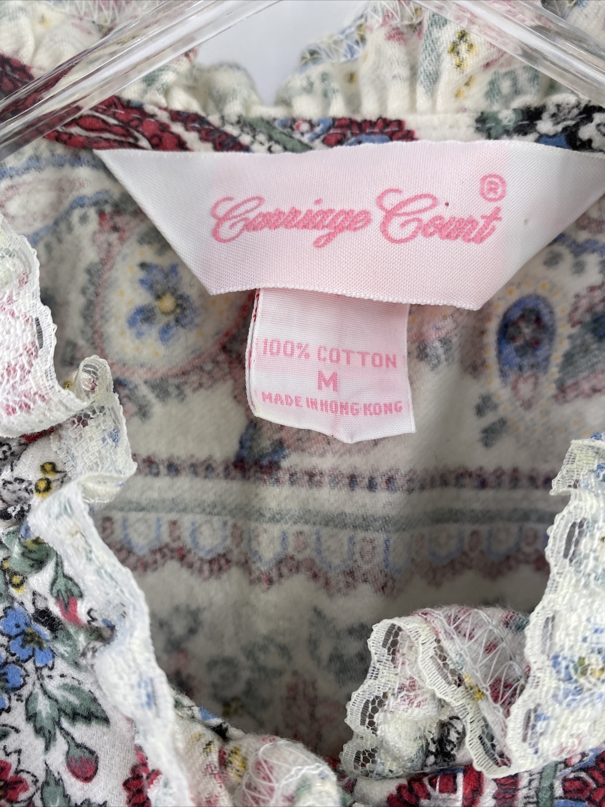 Vtg Woman Carriage Court Nightgown M Flannel Paisley Floral Pearl Snap Front