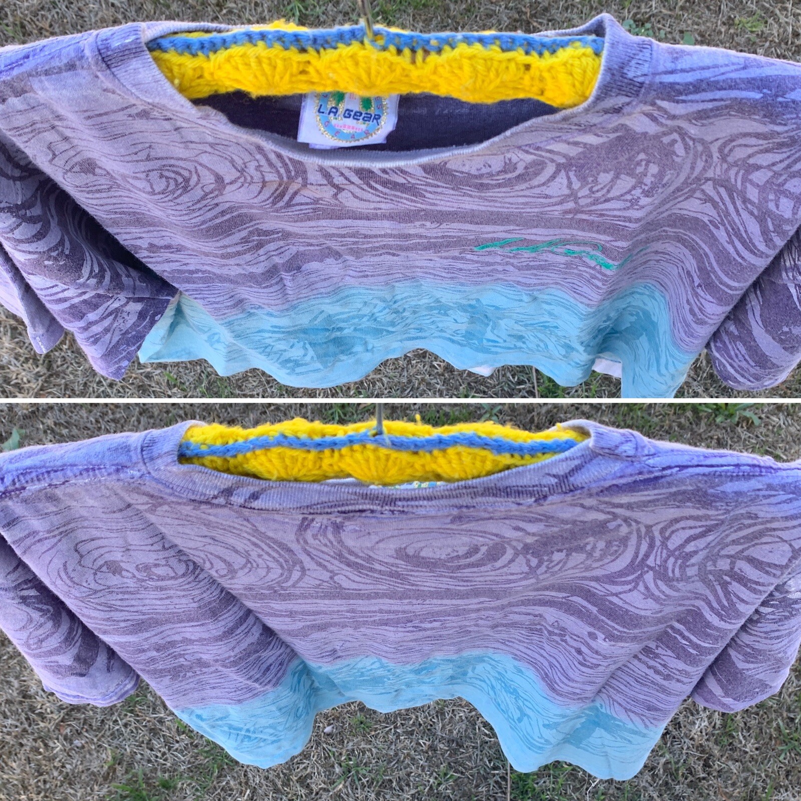 Vintage LA Gear Crop Top Half Shirt All Over Print T-Shirt 80s 1980s Made In USA