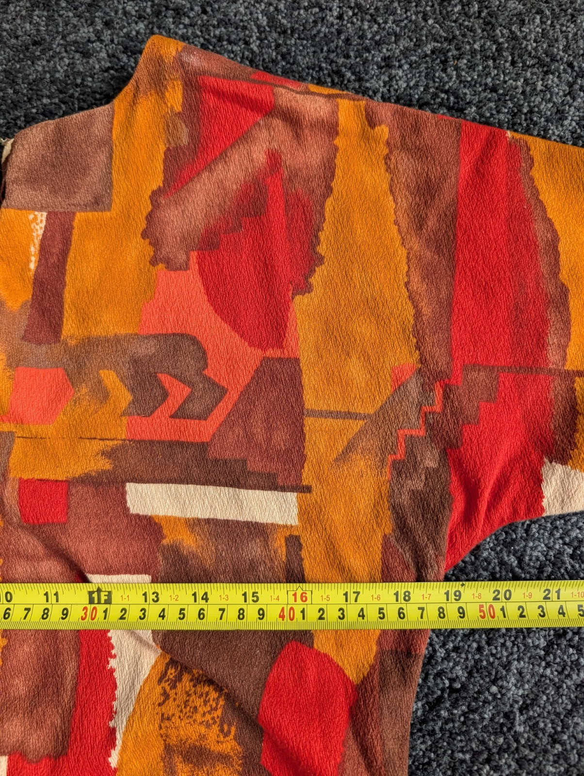 Vtg 70s Bark Cloth Caftan Dress MuuMuu Hand Made Abstract Geometric Hippie Boho