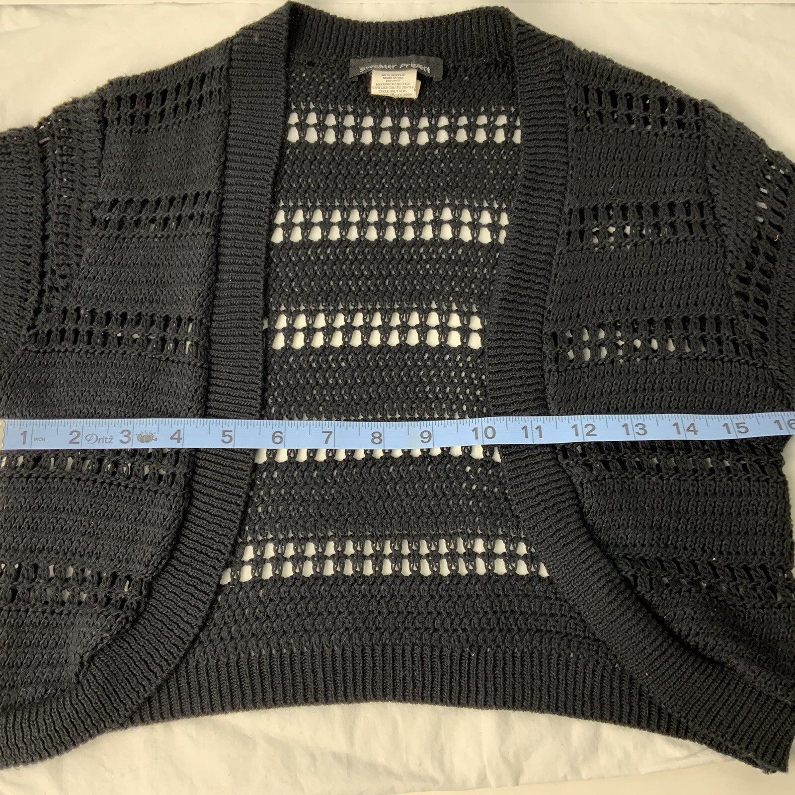 Sweater Project Women’s Small Black Crochet Crop Cardigan
