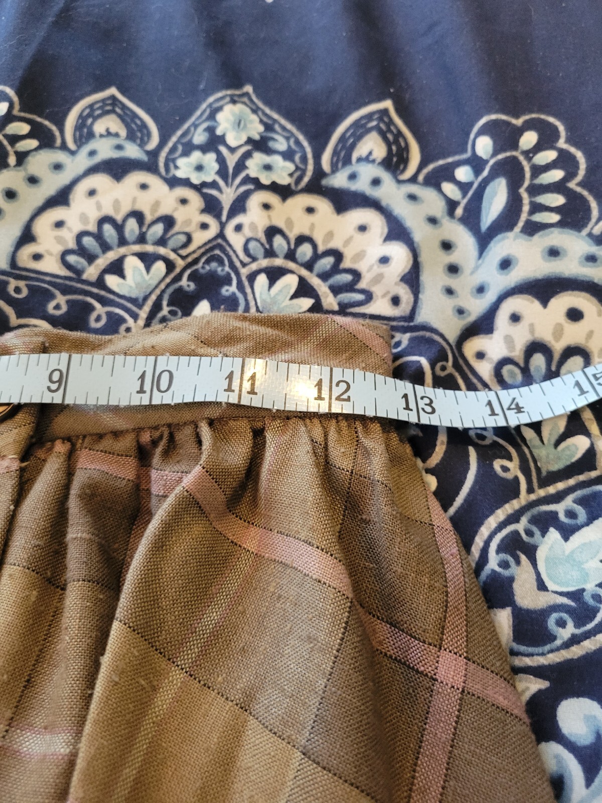 Halston III Vintage Plaid Midi Skirt Womens 4 Brown Mauve 25″ Waist Designer