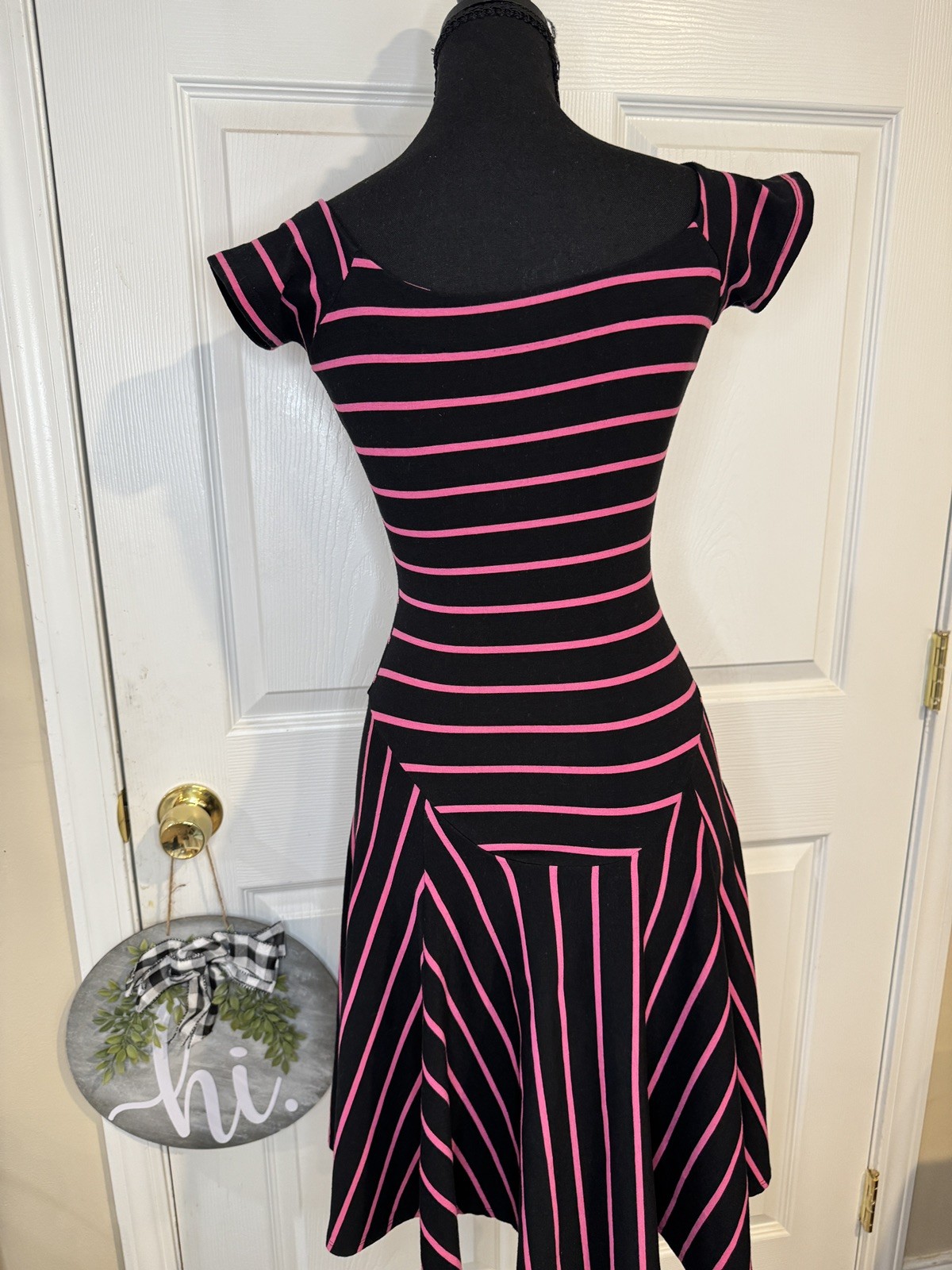 Vintage 90s Betsey Johnson New York Optical Stripe Illusion Skater Dress – PS