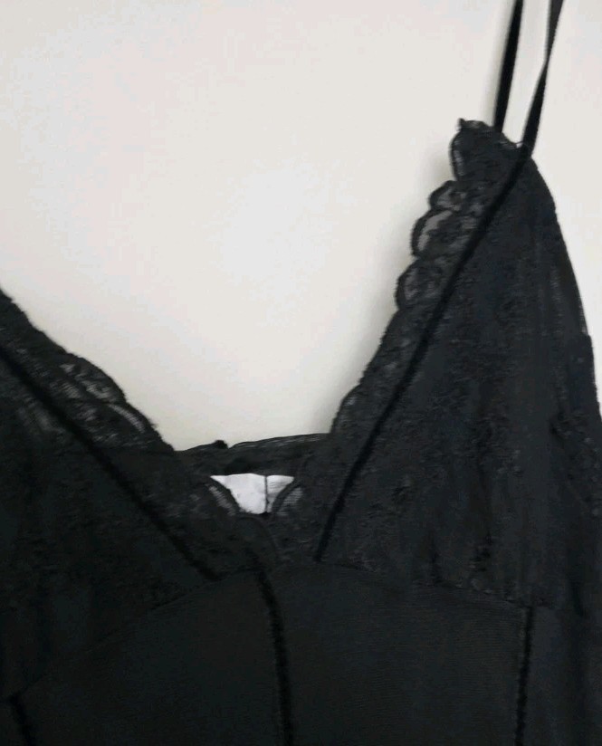 ZARA Vtg Y2K Black Mesh Embroidered Flair Gothic Vampire Midi Dress! M