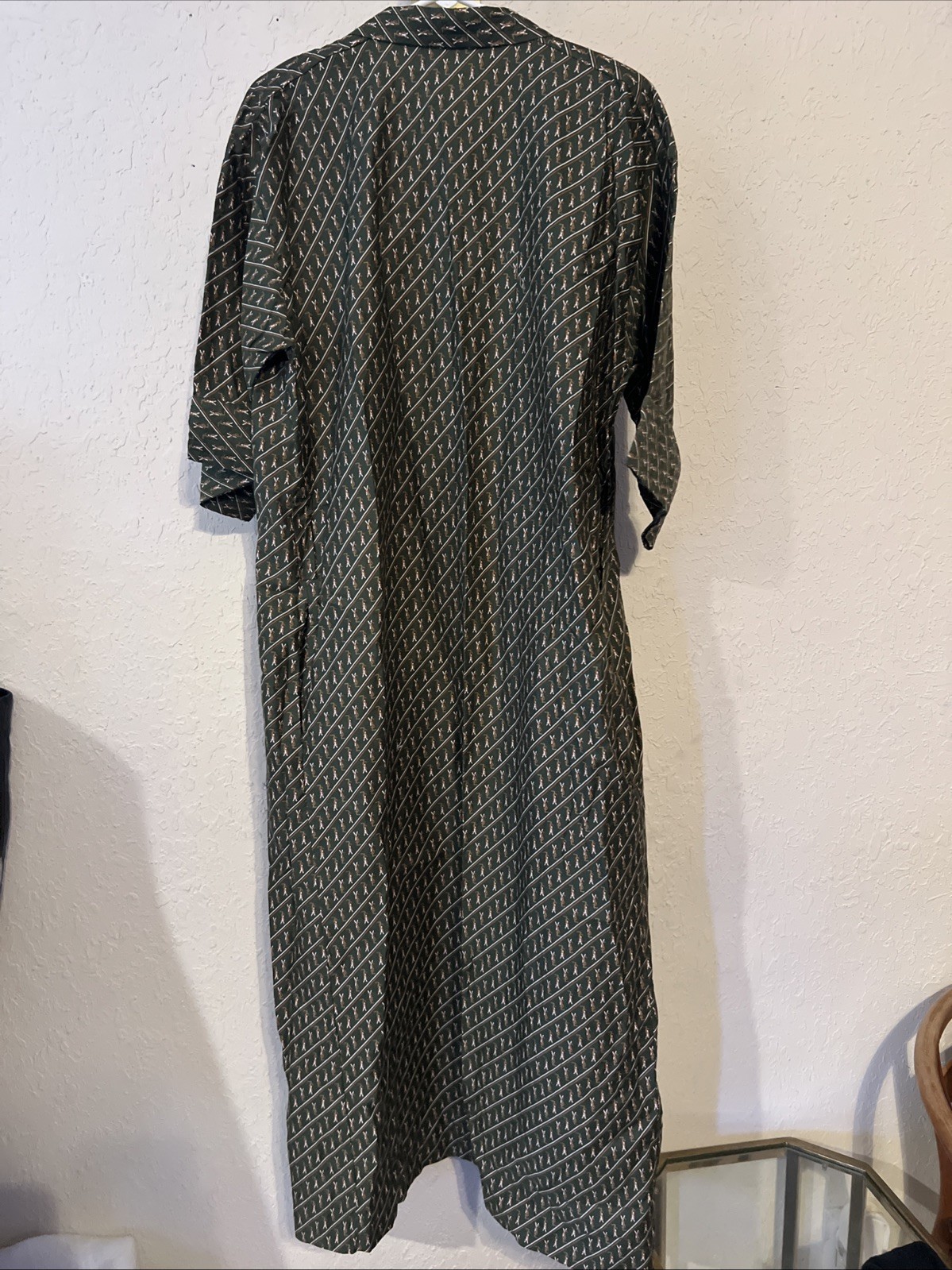 Yves Saint Laurent Kimono Robe Vintage Made In Hong Kong Olive Green Onesize