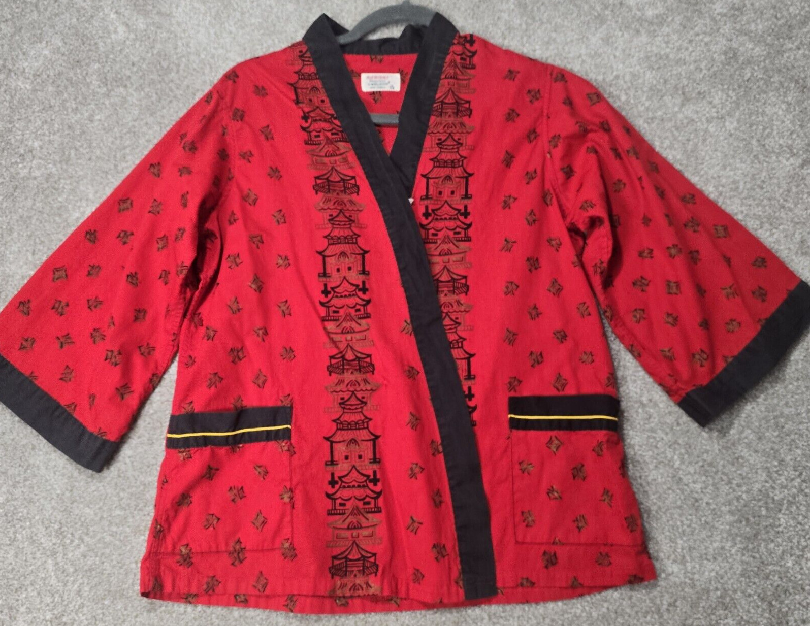Kabuki Sleepwear by Weldon Vtg Top Shirt Women’s 16/36 Cotton Oriental Pockets