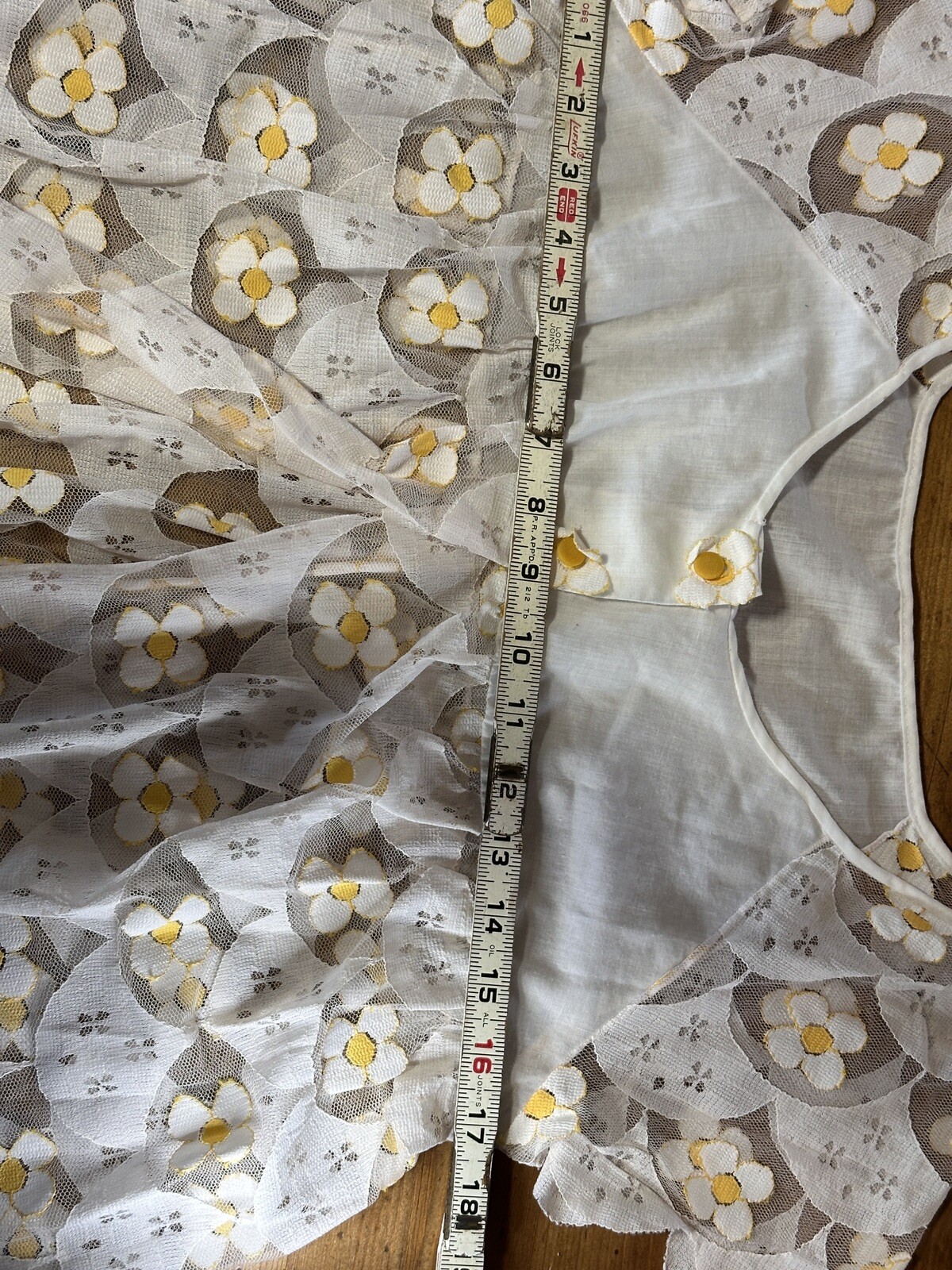 Vtg 60s Lingerie Sheer Lace Babydoll Negligee Teddy Shirt Flower Floral White