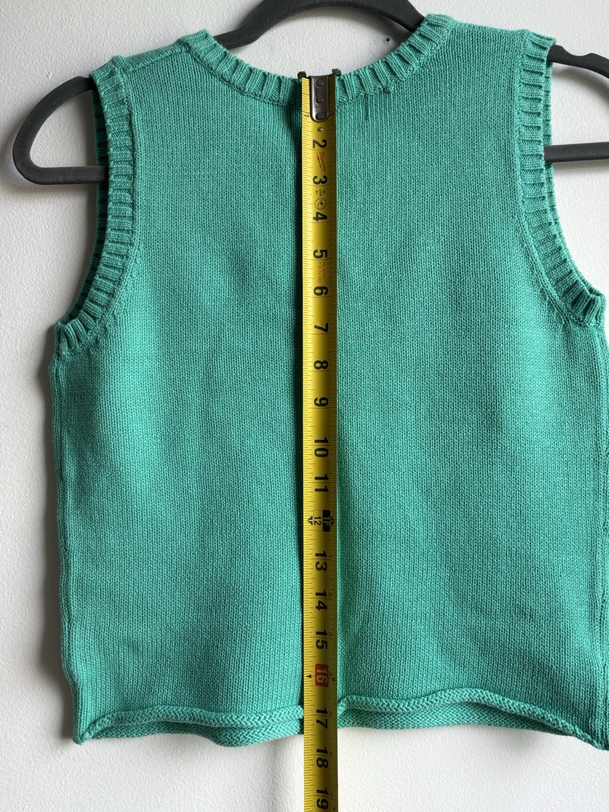 Vintage Bloomingdales y.e.s. 100% Cotton Teal Turquoise Sweater Vest Sleeveless