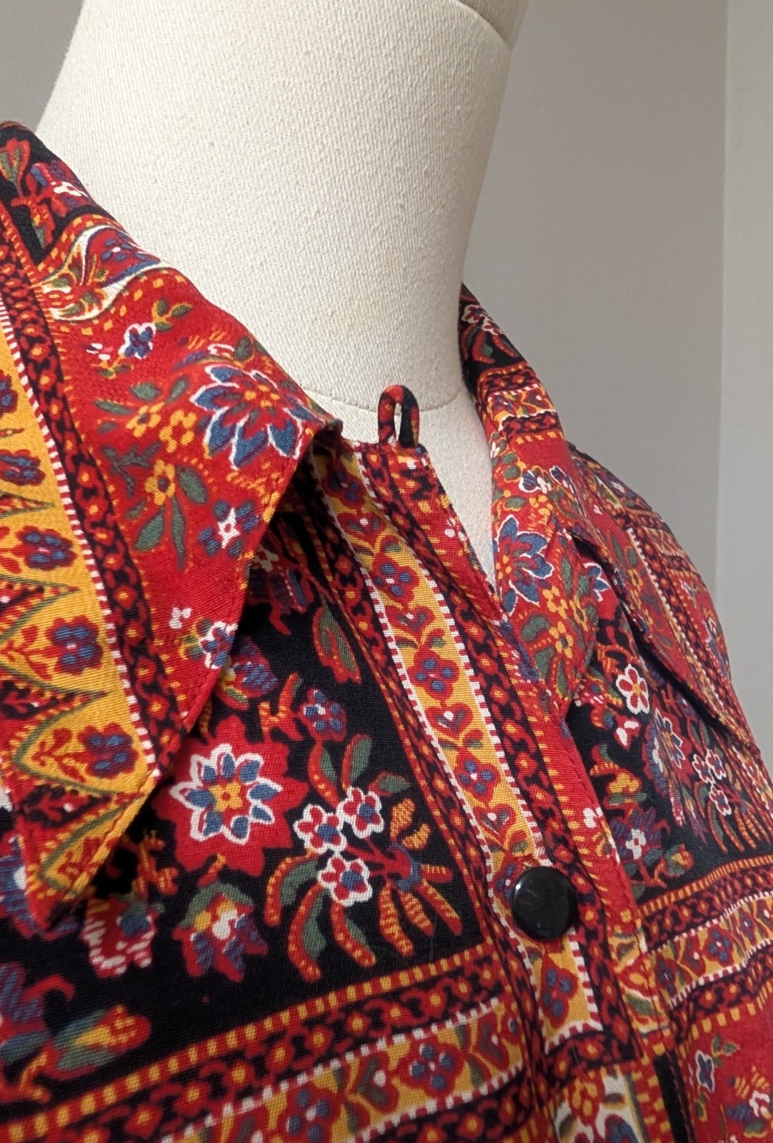 Vintage Compagnie Internationale Express Floral Blouse Oversized Loop Collar XS