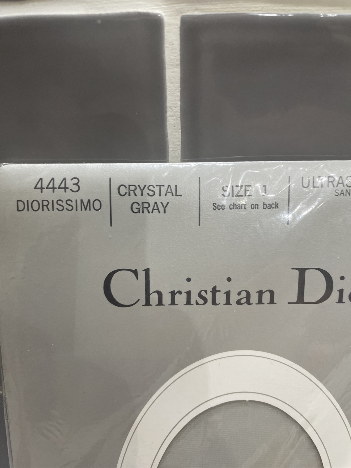 Vintage Christian Dior Pantyhose Crystal Gray Size 1 Diorissimo 4443 Ultra Sheer