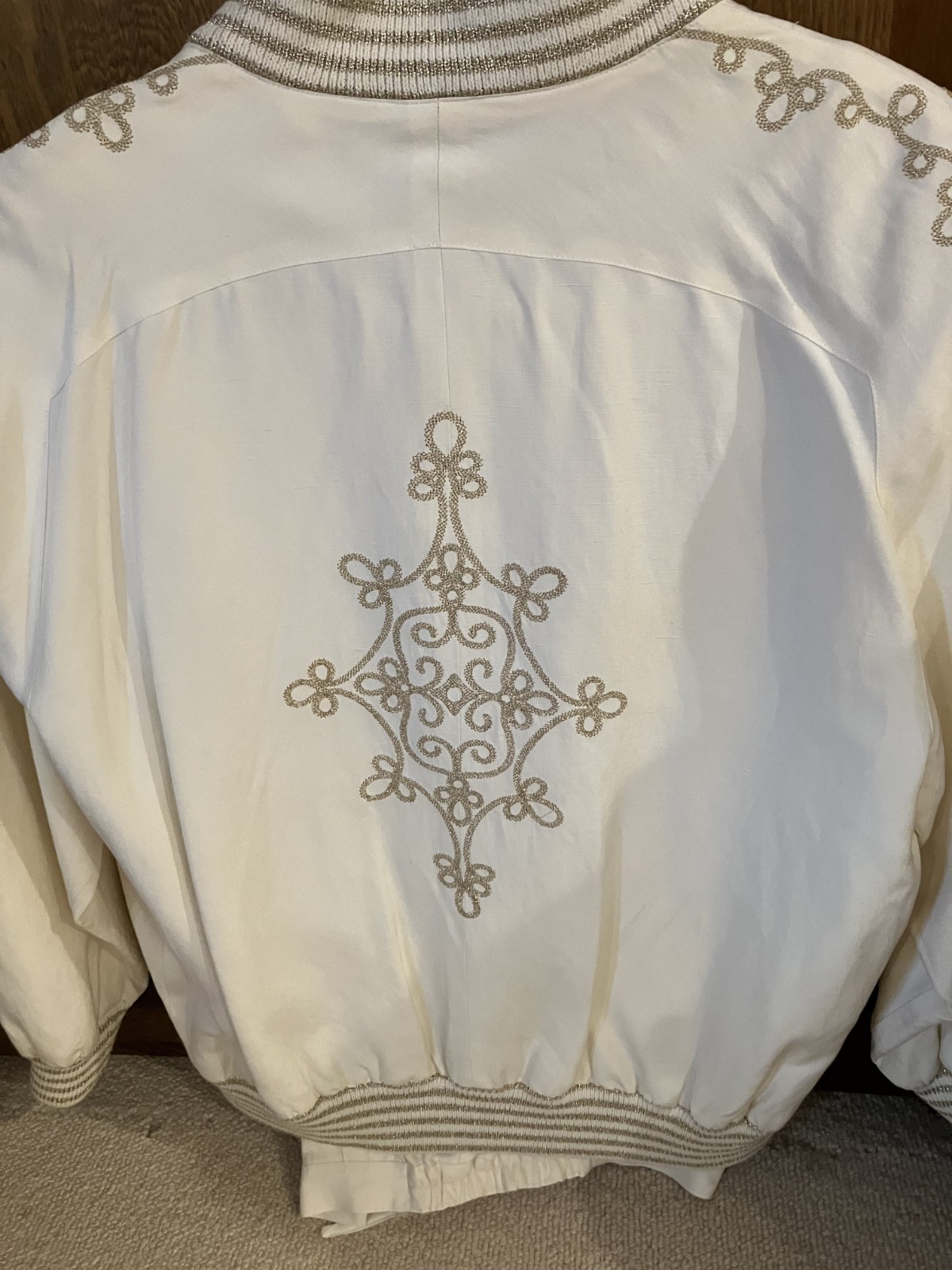 Suzelle Vintage Woman’s Silk Linen 2 Pc. Jacket and Pants Size M Ivory- Pants 10