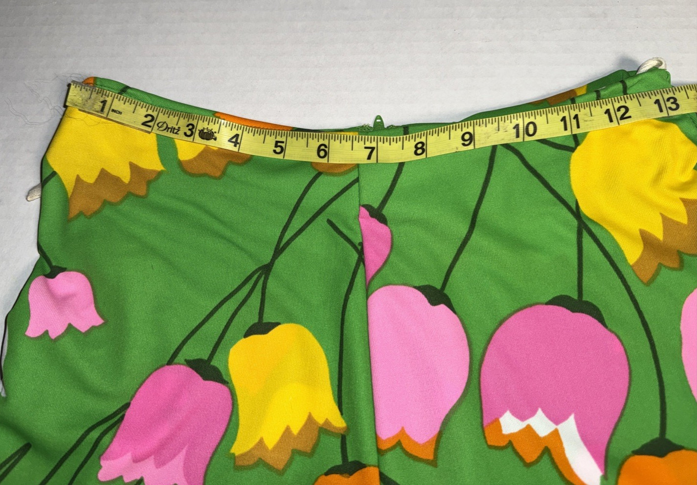 Vintage 60s Mod Tulip Floral Wrap Top Wide Leg Palazzo Pants Set S XS 2/4 W-26″