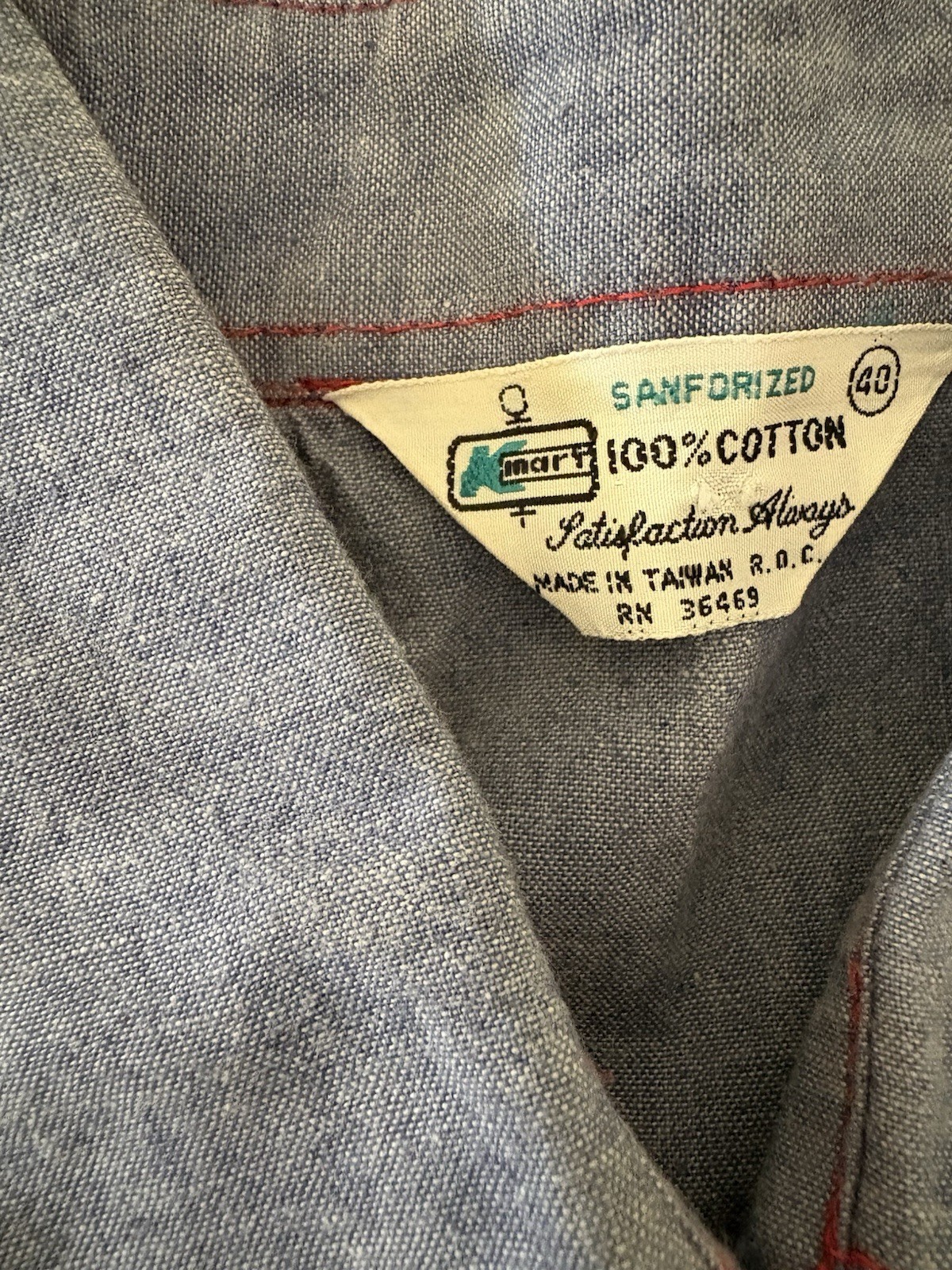Vintage 1970s Denim Chambray Flower Butterfly “N” Taurus Shirt