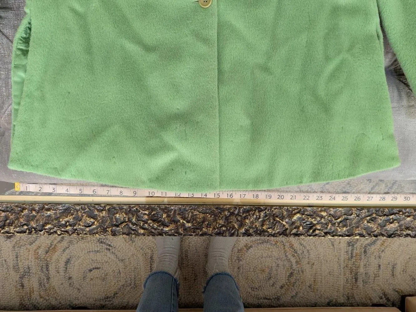 Armani Collezioni Vintage 00s Wool Llama Coat Apple Green Oversized Collar Sz L