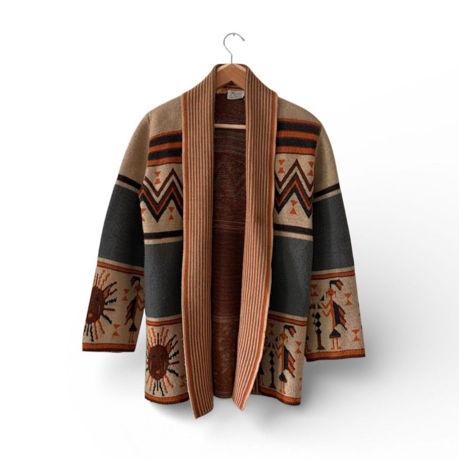 Vintage Sabra Wintuk 70s Cardigan Sweater Southwest Aztec Tribal Boho S/M