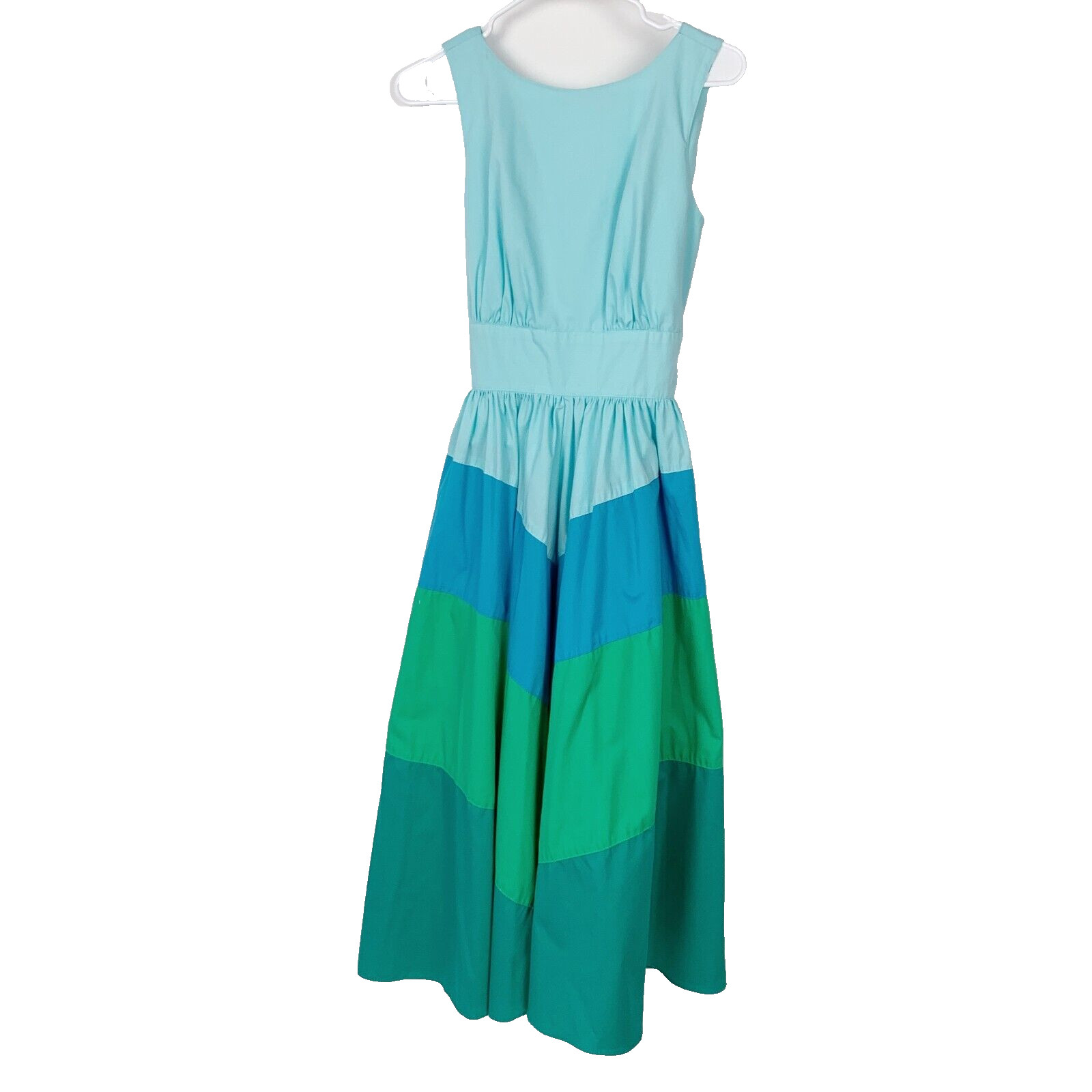 Vintage NR1 by Ned Gould Colorblock Sleeveless Chevron Circle Skirt Blue Dress 6