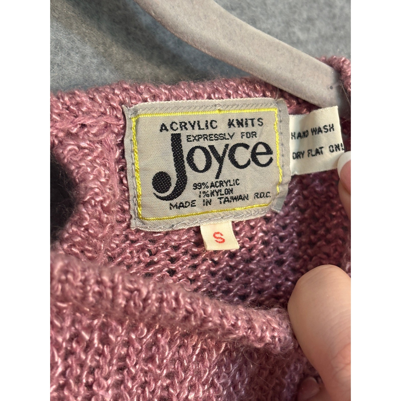 Vintage 80s Joyce Pink Floral Sweater Small Beaded Shoulder Pad Cottagecore