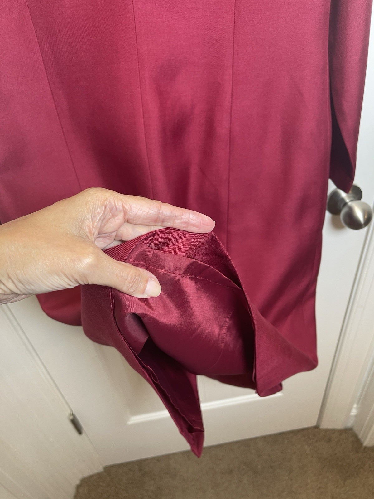 Adrianna Papell Vintage Silk Wool Shirt Dress Size 8 Burgundy Button Front