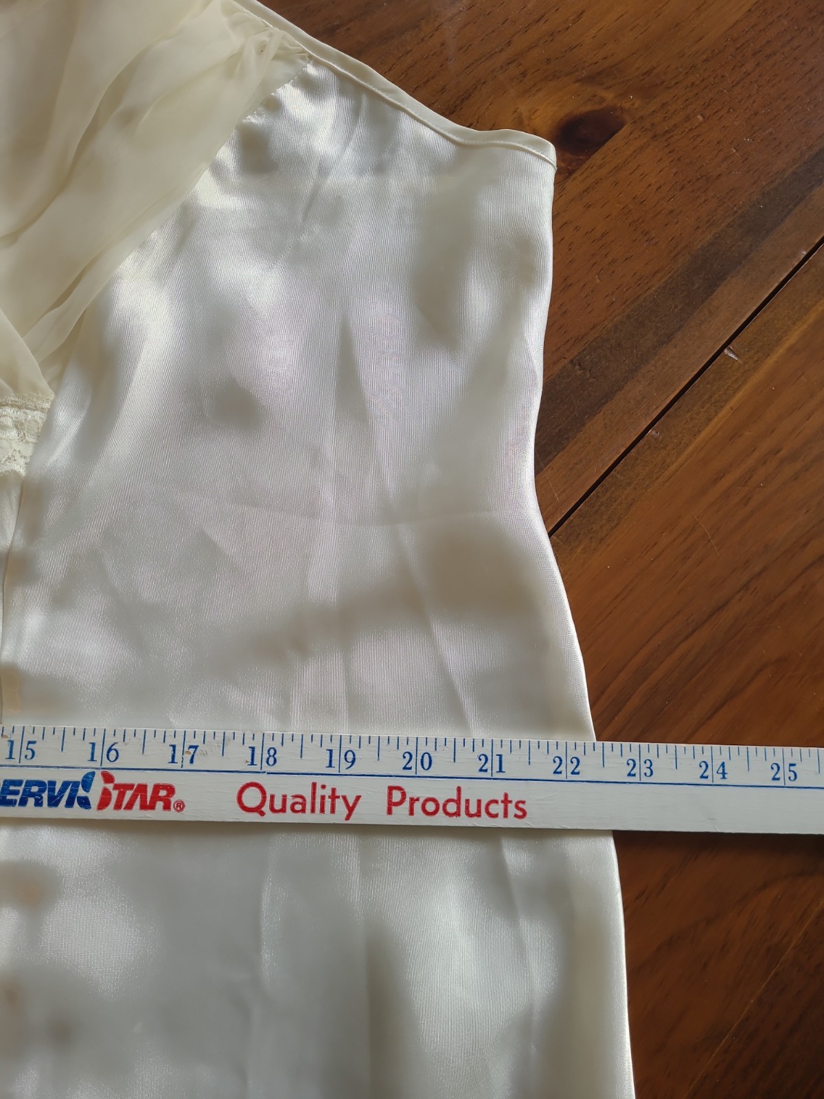 VTG Ivory Heavy Satin Slip Dress 18/20 Gown Mesh Lace Slits Old Hollywood Glam