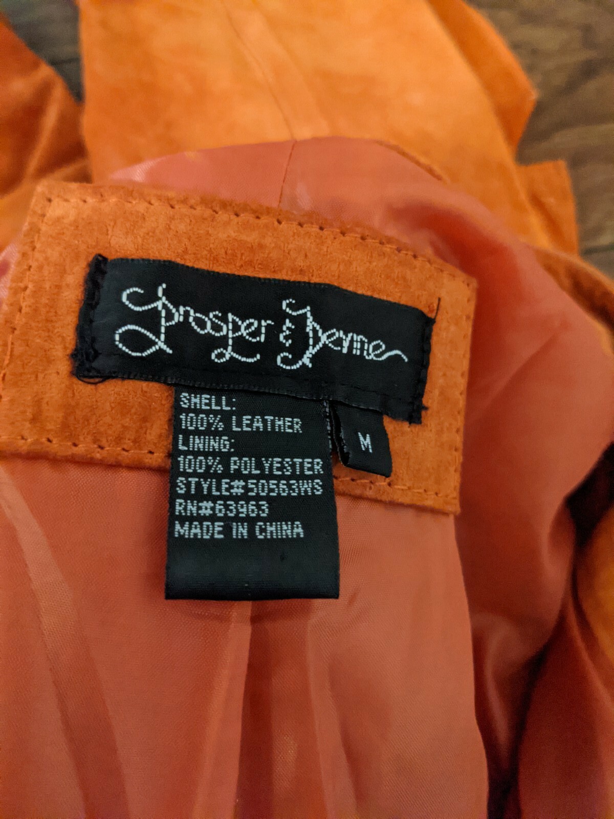 VTG Prosper & Devine Large Orange Leather Jacket Nautical Buttons Ruffle Medium