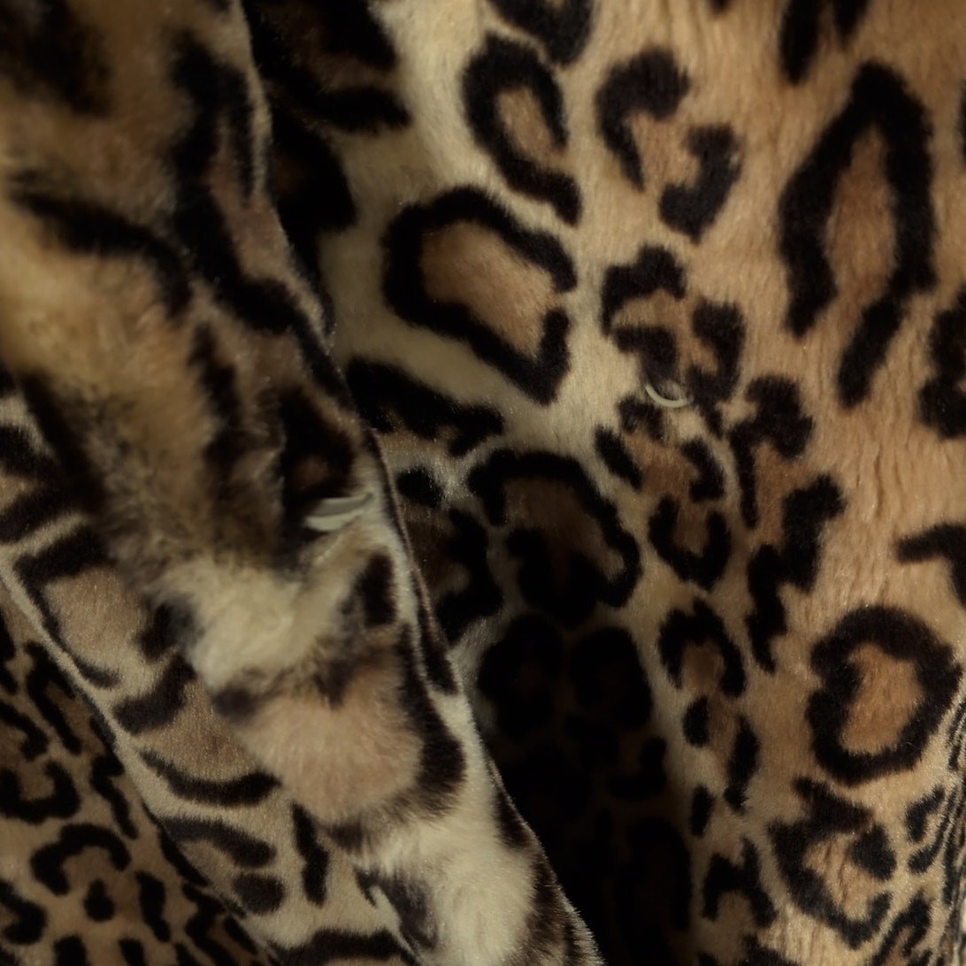 VTG 50s/60s Faux Leopard Cheetah Animal Print Mob Wife Coat Jacket 3/4 Sleeves