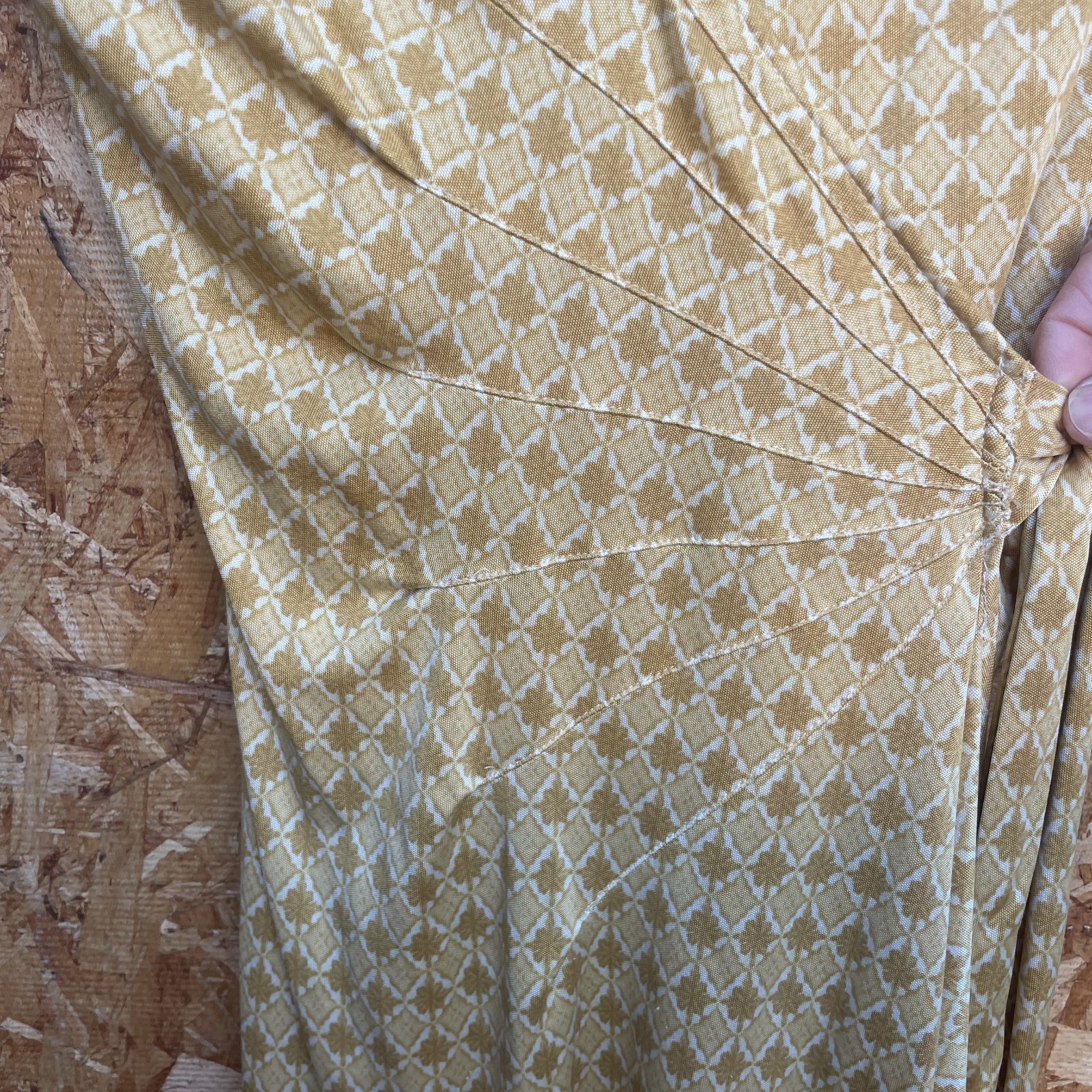 Vintage Wrap Dress Geometric Diamond Print 1970’s Size XS Secretary Office Siren