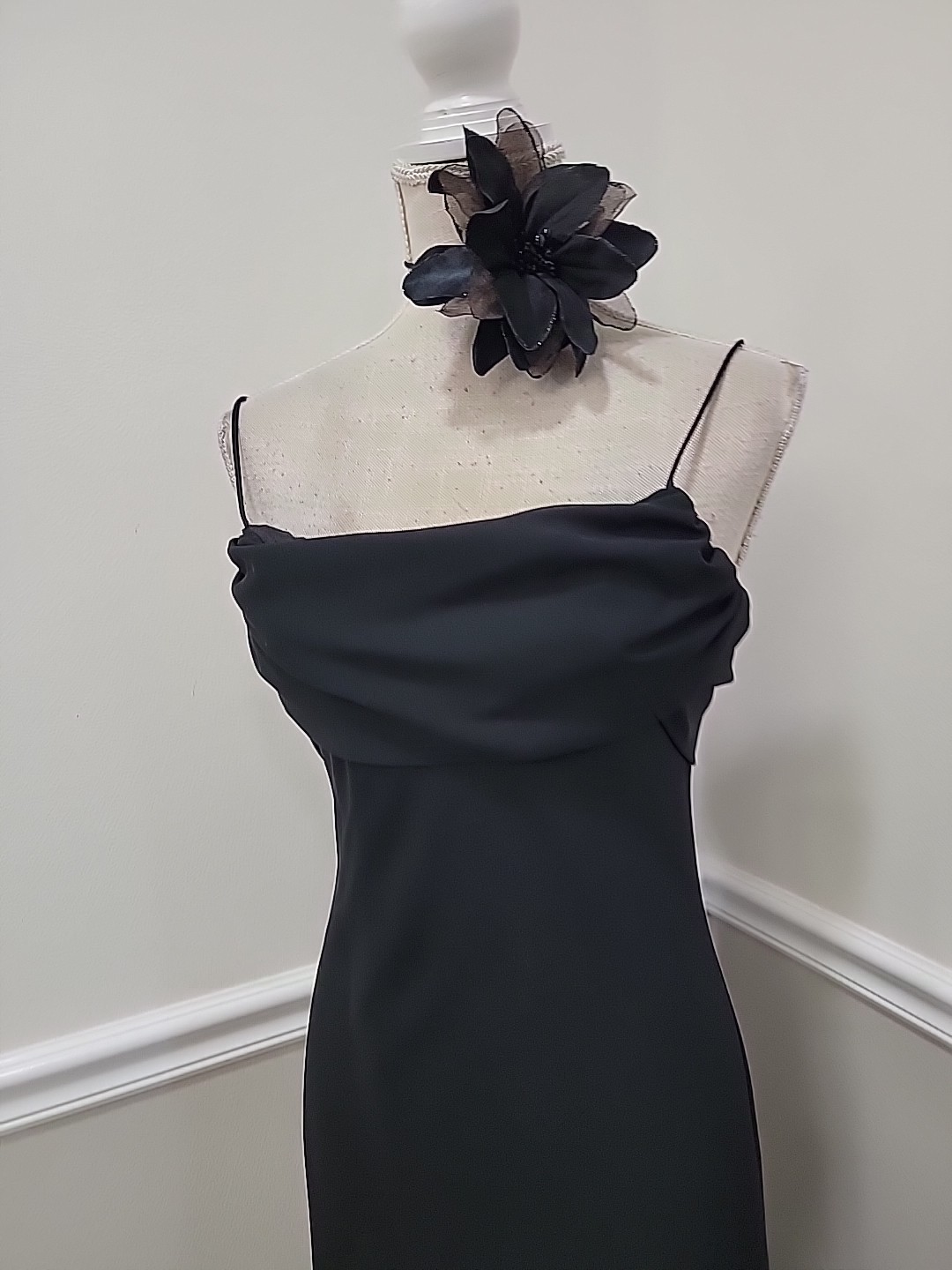VTG Y2K Black Crepe/Chiffon Prom Formali Dress/Bridgerton Style Maxi Dress