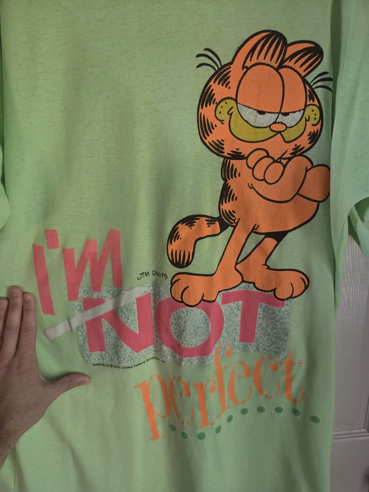 Rare Vintage 70s Jim Davis Garfield Neon Single Stitch Sleep Shirt