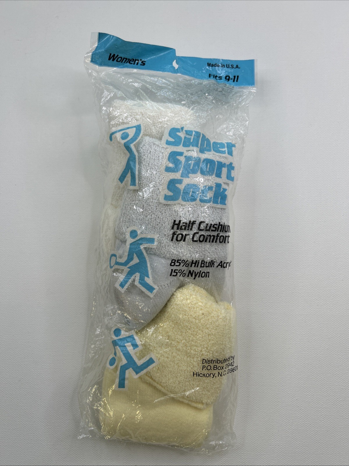 VTG Socks 9-11 3 Pack NOS Women’s Super Sport USA Made Acrylic Teri Roll Top.