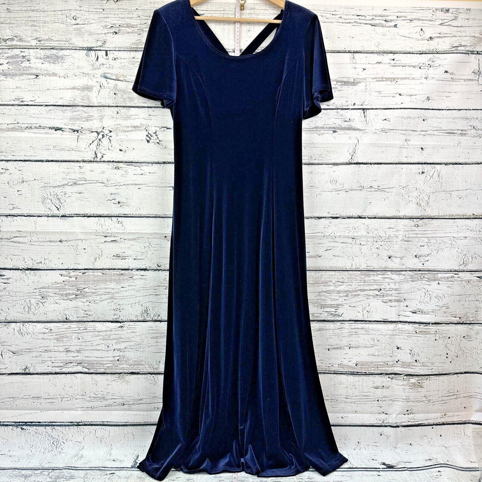 CDC Caren Desiree Company Navy Blue Velvet Maxi Dress [Size 12] Evening Formal