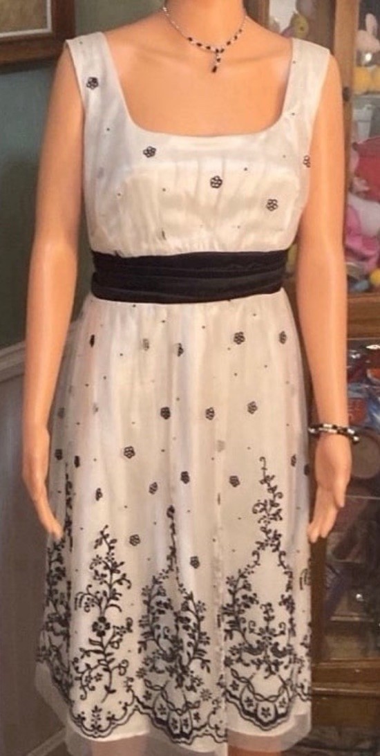 Onyx Nite Vintage Dress Ivory & Black Formal 1980 Size16