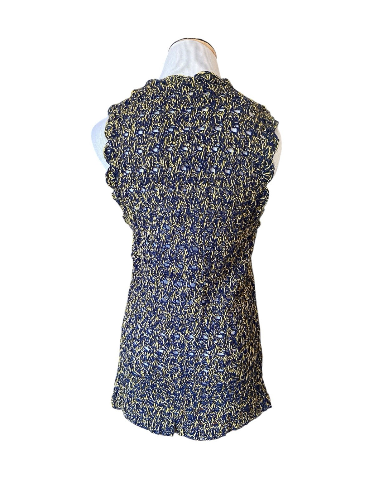 Vintage 60s 70s Helen Sue Crochet Knit Sweater Vest Open Grannycore Boho Hippie
