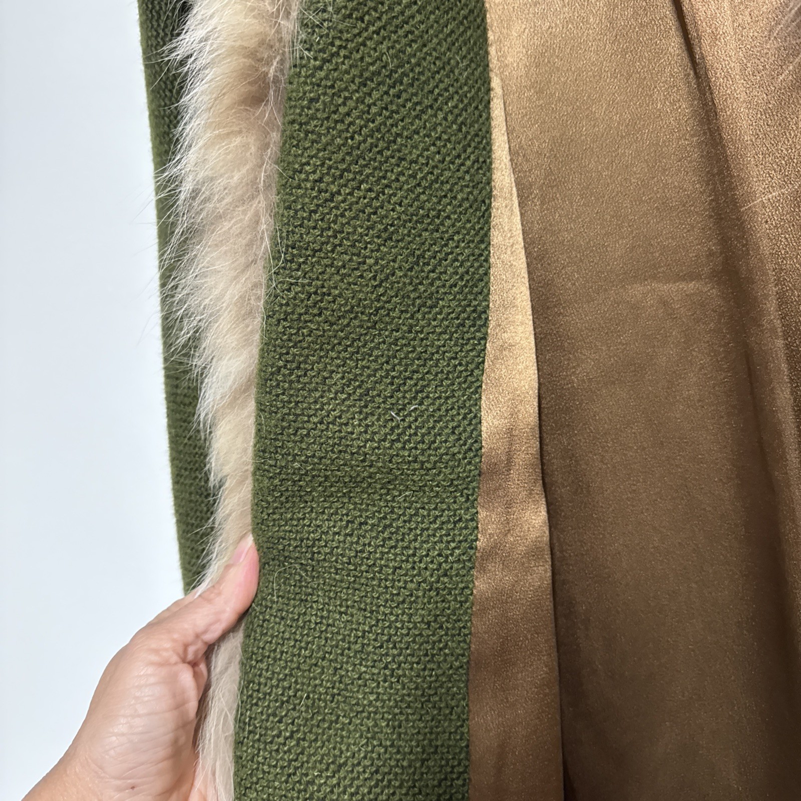 Vintage NEIMAN MARCUS Hunter Green Wool/Fur Collar Coat Lined Women’s