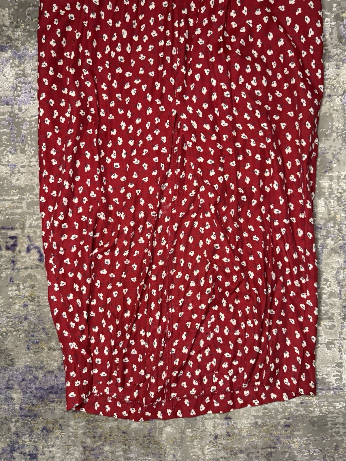 Vintage 80’s Dawn Joy Red Floral Print Dress With Slit And Tie Back Size 8