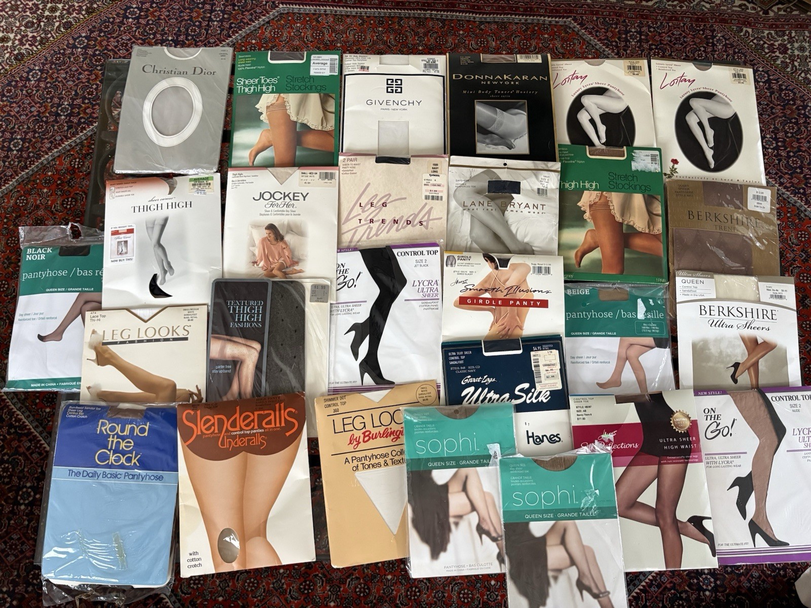 Lot of 27 Pairs of Vintage Pantyhose And Thigh High Mixed Colors Sizes Styles