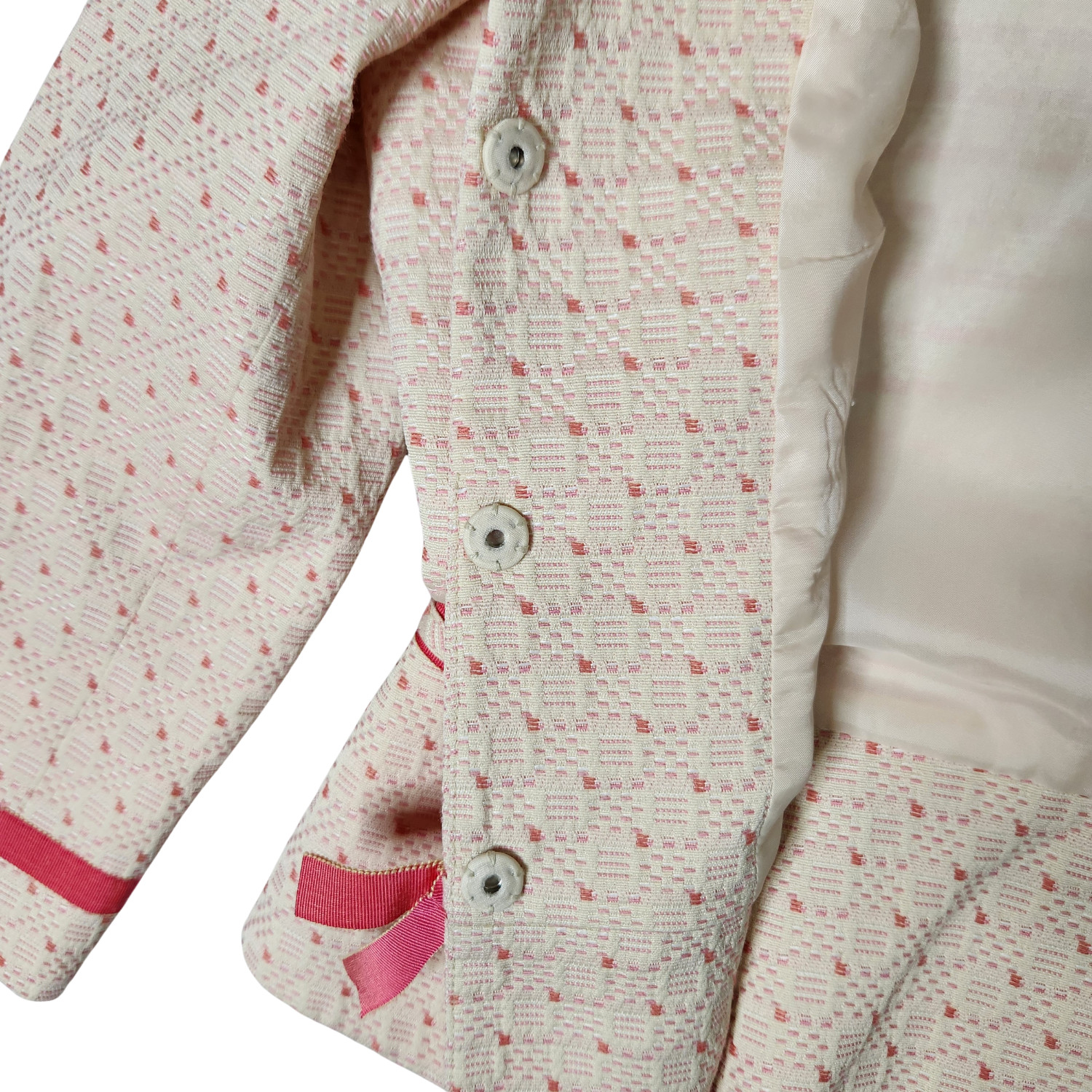 Nipon Boutique Brocade Skirt Jacket Suit Vintage Designer 2 Piece Pink Womens 6