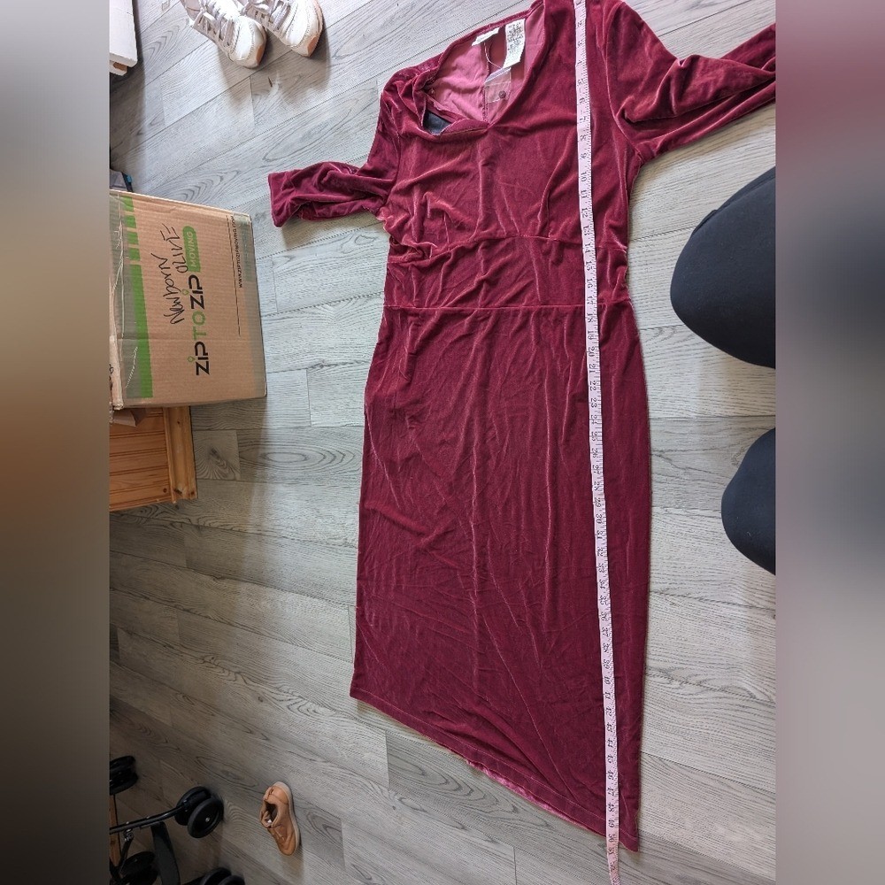 Vintage 90s Velvet Magenta Pink Whimsigoth Witchy Vamp Midi Dress Size XL